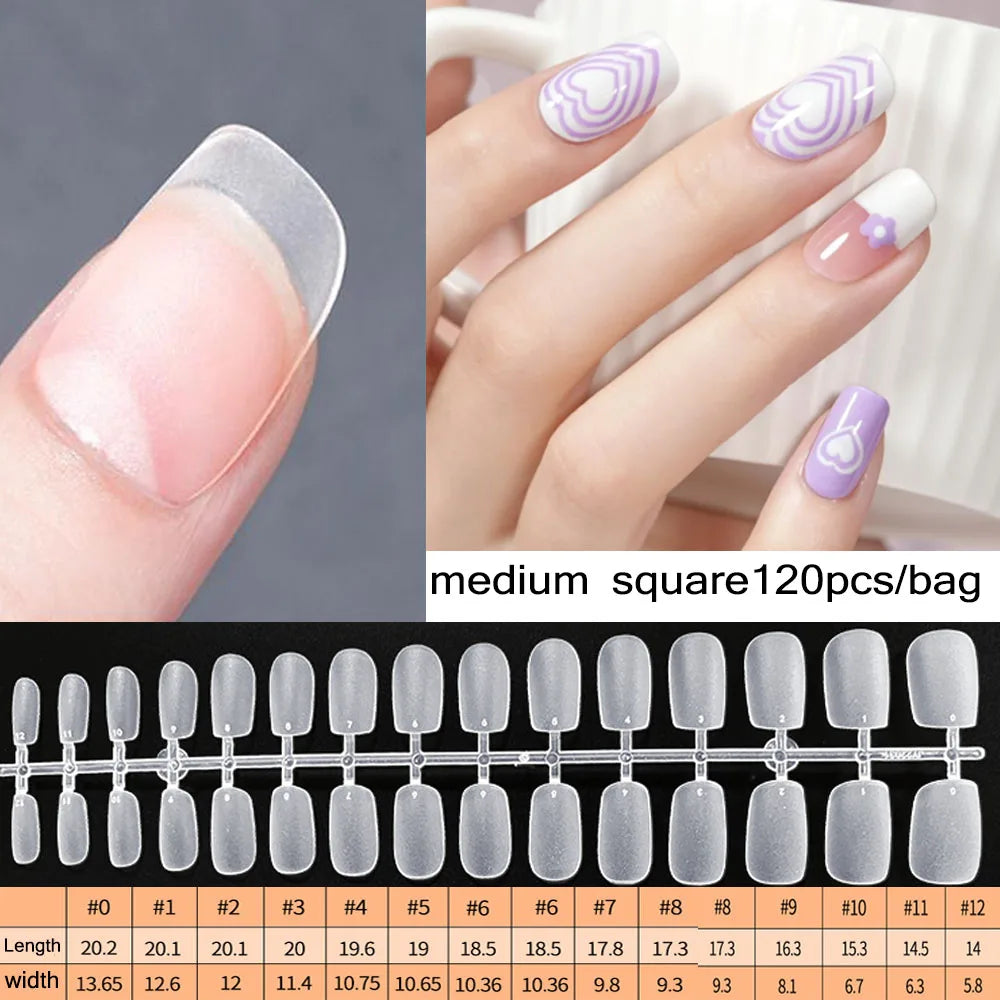 120PCS Matte Press-On Nail Tips – Soft Full-Cover Oval Almond False Nails for DIY Manicure