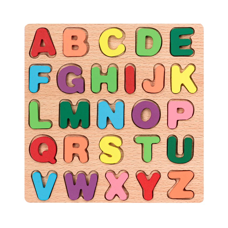 Lapset Alphabet & Number Wooden Puzzle – Montessorin esikoulun kasvatuslelu