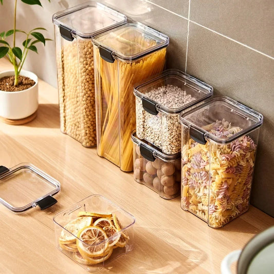 1PC Lufttät försluten förvaringsburk – Plastgröna, Pasta & kryddbehållare på Moisture-Proof Kitchen Organizer Box