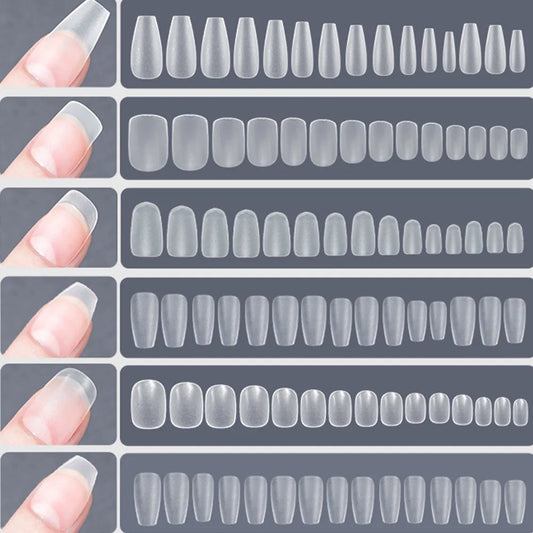 120PCS Matte Press-On Nail Tips - Mjuka full-Cover Oval Manmond falska naglar för DIY Manicure