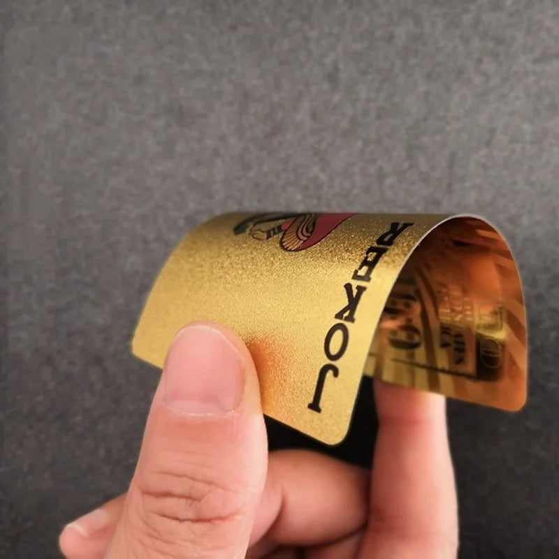 55PCS Gold Foil spela kort - 24K Gold Plastic Poker Set, vattentäta och hållbara magiska spel kort