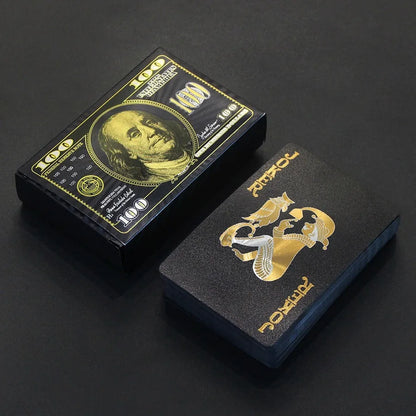 55PCS Gold Foil spela kort - 24K Gold Plastic Poker Set, vattentäta och hållbara magiska spel kort