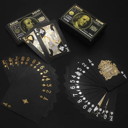 55PCS Gold Foil spela kort - 24K Gold Plastic Poker Set, vattentäta och hållbara magiska spel kort
