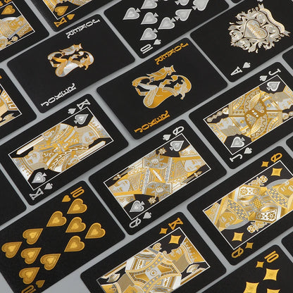 55PCS Gold Foil spela kort - 24K Gold Plastic Poker Set, vattentäta och hållbara magiska spel kort