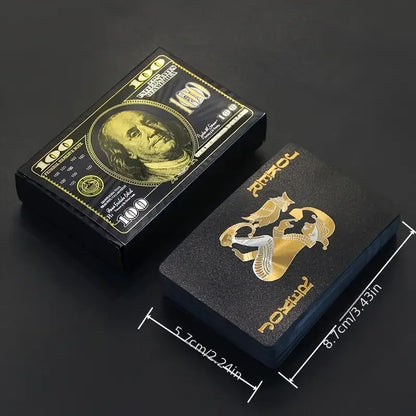 55PCS Gold Foil spela kort - 24K Gold Plastic Poker Set, vattentäta och hållbara magiska spel kort