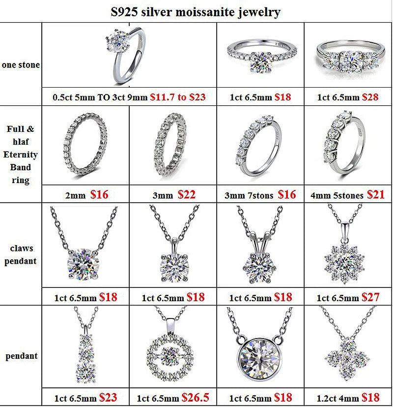 0.1ct 3mm D VVS Moissanite Full evighet Bandring – 925 Sterling Silver Förlovning & Fest Smycken för kvinnor