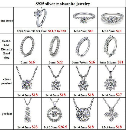 0.1ct 3mm D VVS Moissanite Full evighet Bandring – 925 Sterling Silver Förlovning & Fest Smycken för kvinnor