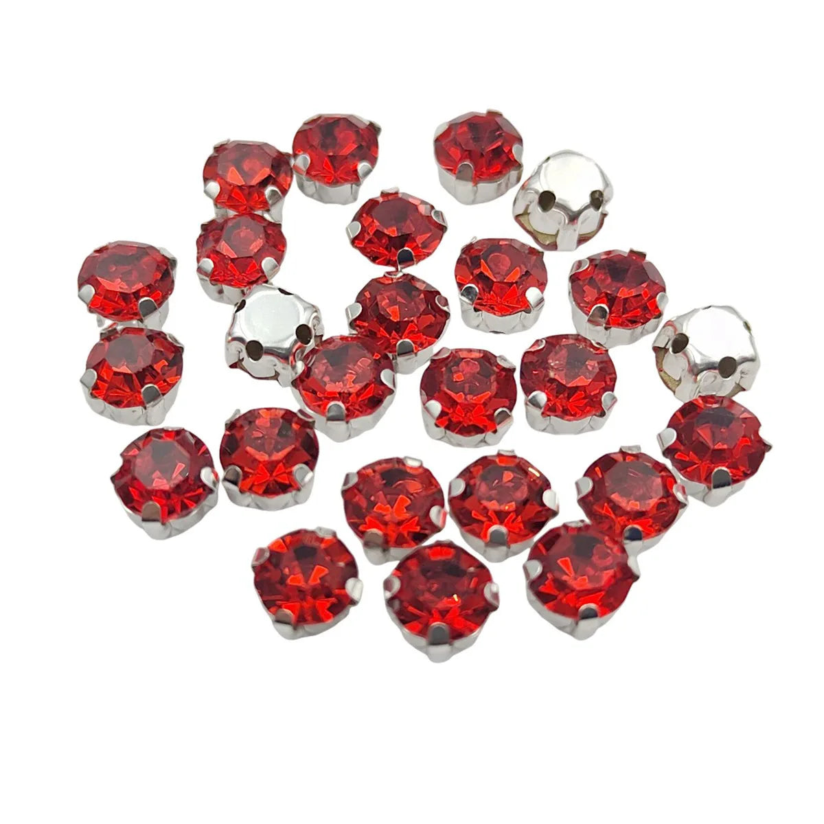 Runda glas Rhenstenar med claw – Silver bas Sy-On kristaller för kläder, skor och hantverk