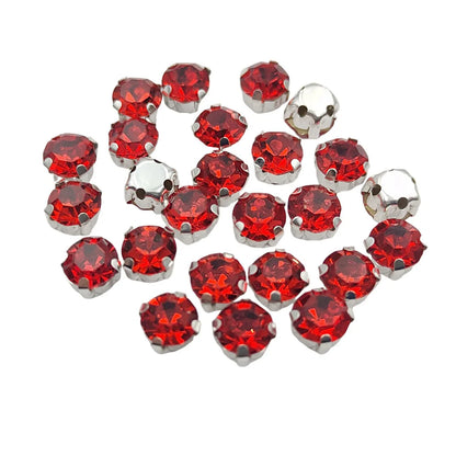 Runda glas Rhenstenar med claw – Silver bas Sy-On kristaller för kläder, skor och hantverk