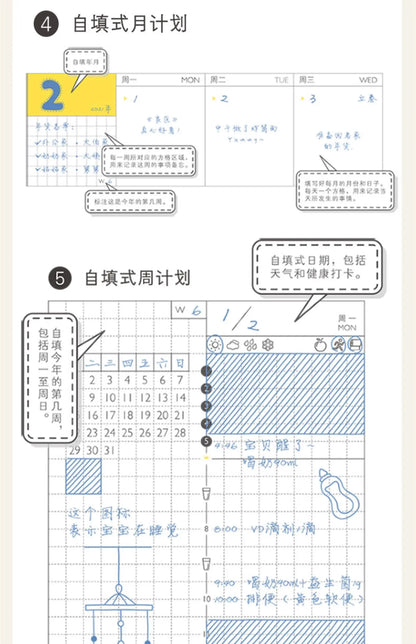 Kinbor Weekly Planner Notebook – Päivittäinen päivä- ja kuukausiohjelma Journa