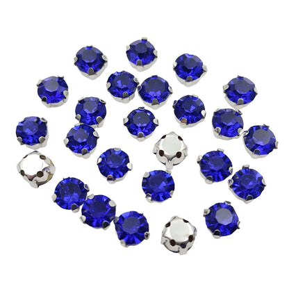 Runda glas Rhenstenar med claw – Silver bas Sy-On kristaller för kläder, skor och hantverk