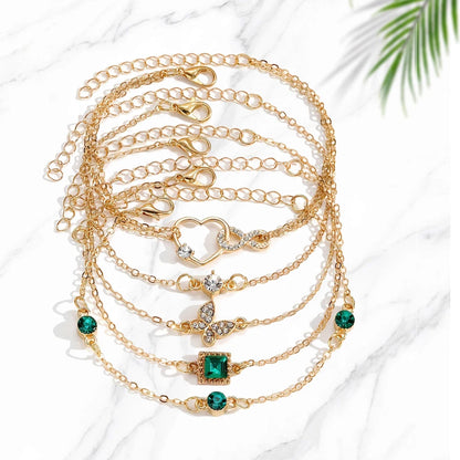 5st Vintage Rhensten armband Set - oändlighet & geometriska Designer, Mode smycken för kvinnor, perfekt gåva & Casual Wear