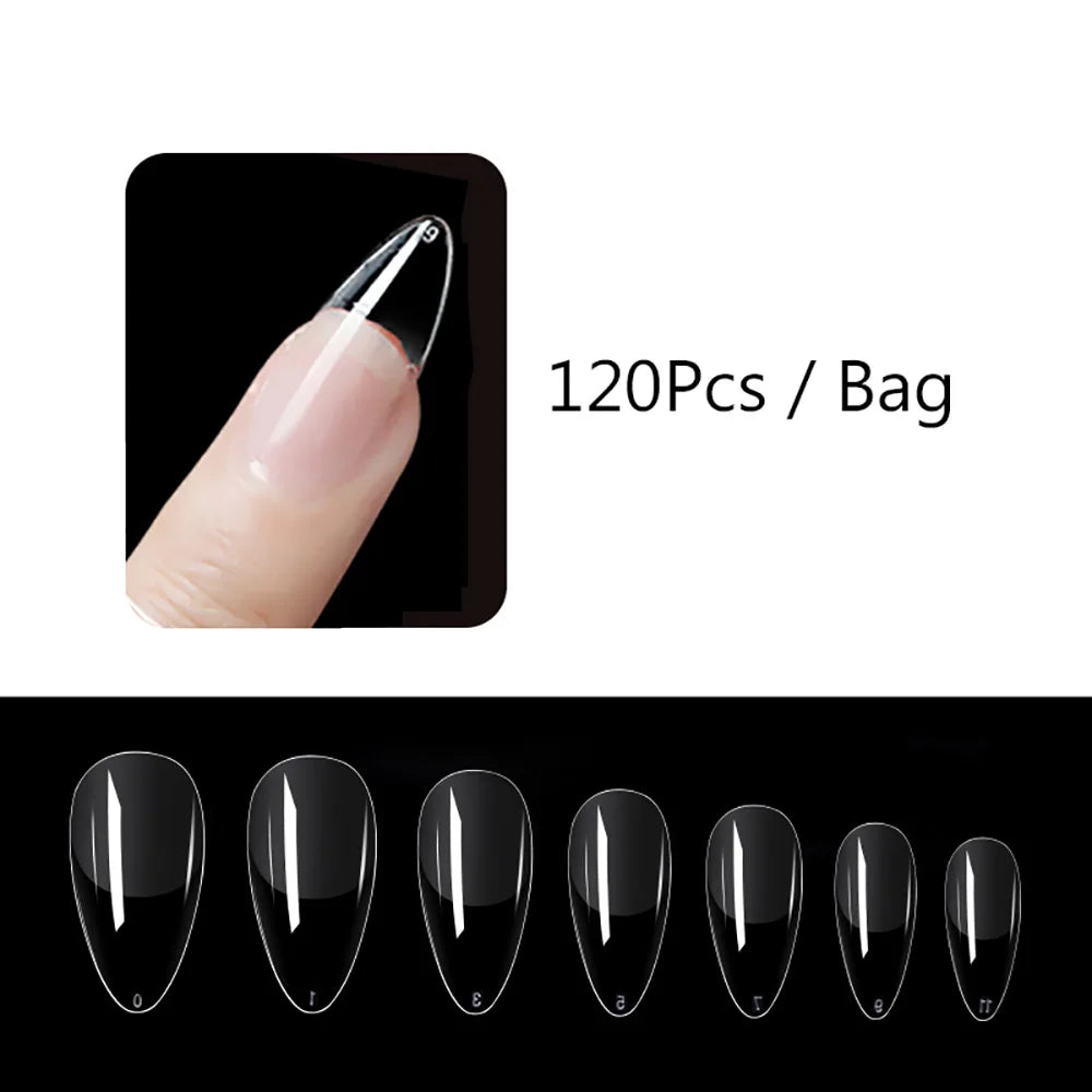 120PCS Matte Press-On Nail Tips – Soft Full-Cover Oval Almond False Nails for DIY Manicure