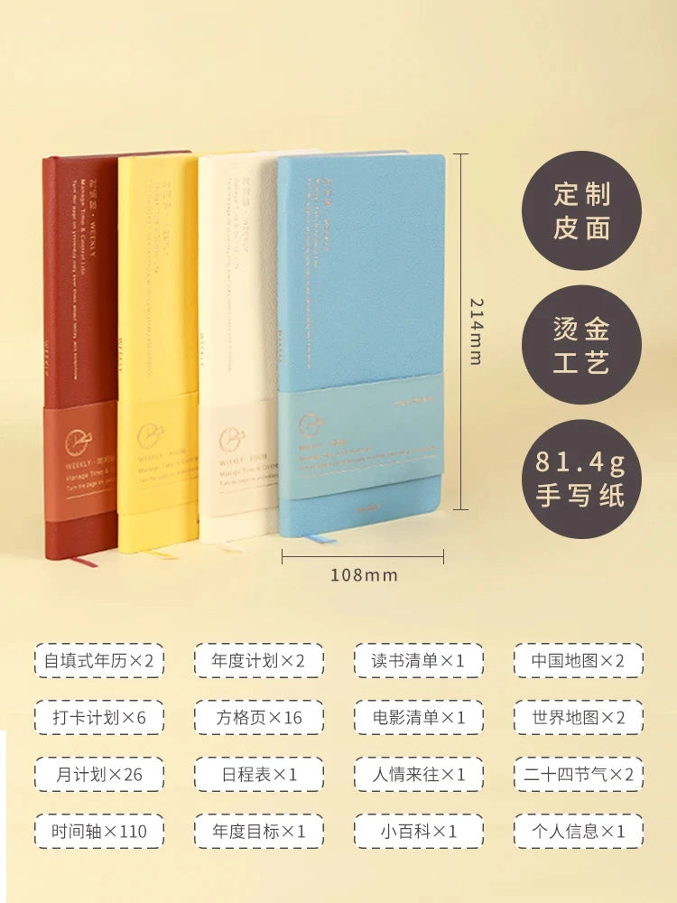 Kinbor Weekly Planner Notebook – Päivittäinen päivä- ja kuukausiohjelma Journa