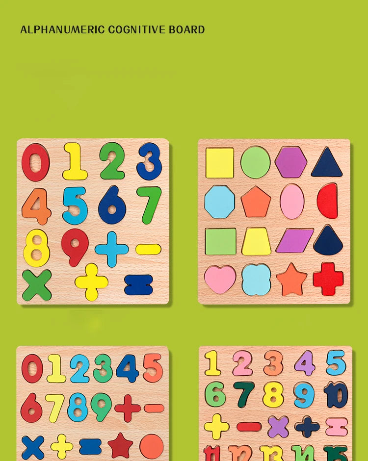 Lapset Alphabet & Number Wooden Puzzle – Montessorin esikoulun kasvatuslelu