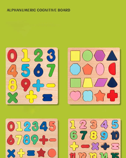 Lapset Alphabet & Number Wooden Puzzle – Montessorin esikoulun kasvatuslelu