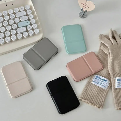 Vikbara PU läder sminkspegel - Elegant kompakt handhållen spegel för resor och daglig användning