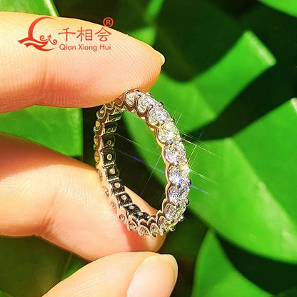 0.1ct 3mm D VVS Moissanite Full evighet Bandring – 925 Sterling Silver Förlovning & Fest Smycken för kvinnor