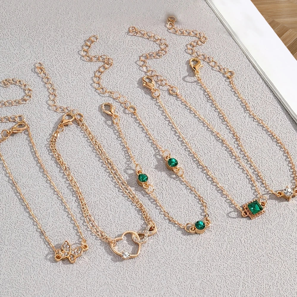 5st Vintage Rhensten armband Set - oändlighet & geometriska Designer, Mode smycken för kvinnor, perfekt gåva & Casual Wear