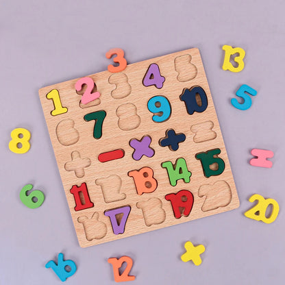 Lapset Alphabet & Number Wooden Puzzle – Montessorin esikoulun kasvatuslelu