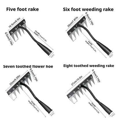 Carbon Steel Garden Weeding Rake – 5/6/7/8 Hampaanpoisto- ja rikkaruohonpoistotyökalu maatilalle, puutarhalle ja maisemointiin