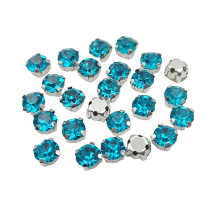 Runda glas Rhenstenar med claw – Silver bas Sy-On kristaller för kläder, skor och hantverk