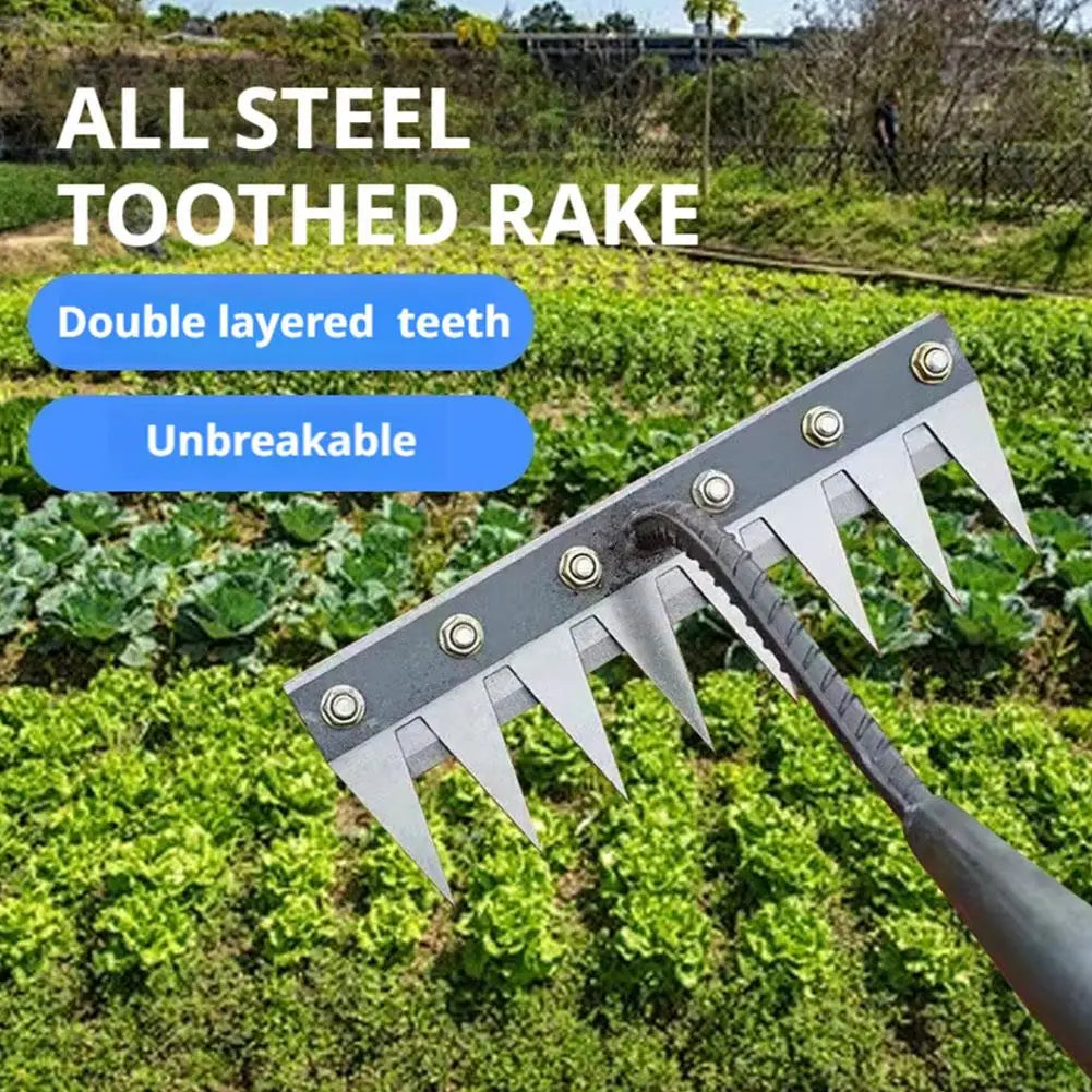 Carbon Steel Garden Weeding Rake – 5/6/7/8 Hampaanpoisto- ja rikkaruohonpoistotyökalu maatilalle, puutarhalle ja maisemointiin