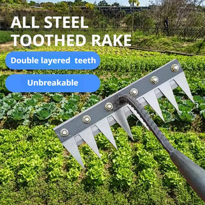 Carbon Steel Garden Weeding Rake – 5/6/7/8 Hampaanpoisto- ja rikkaruohonpoistotyökalu maatilalle, puutarhalle ja maisemointiin