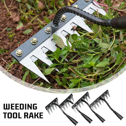 Carbon Steel Garden Weeding Rake – 5/6/7/8 Hampaanpoisto- ja rikkaruohonpoistotyökalu maatilalle, puutarhalle ja maisemointiin