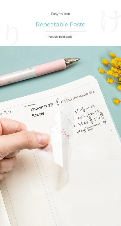 50 arkkia Läpinäkyvät tarravihkot – vedenpitävä viesti ja allekirjoitustarrat muistikirjoihin