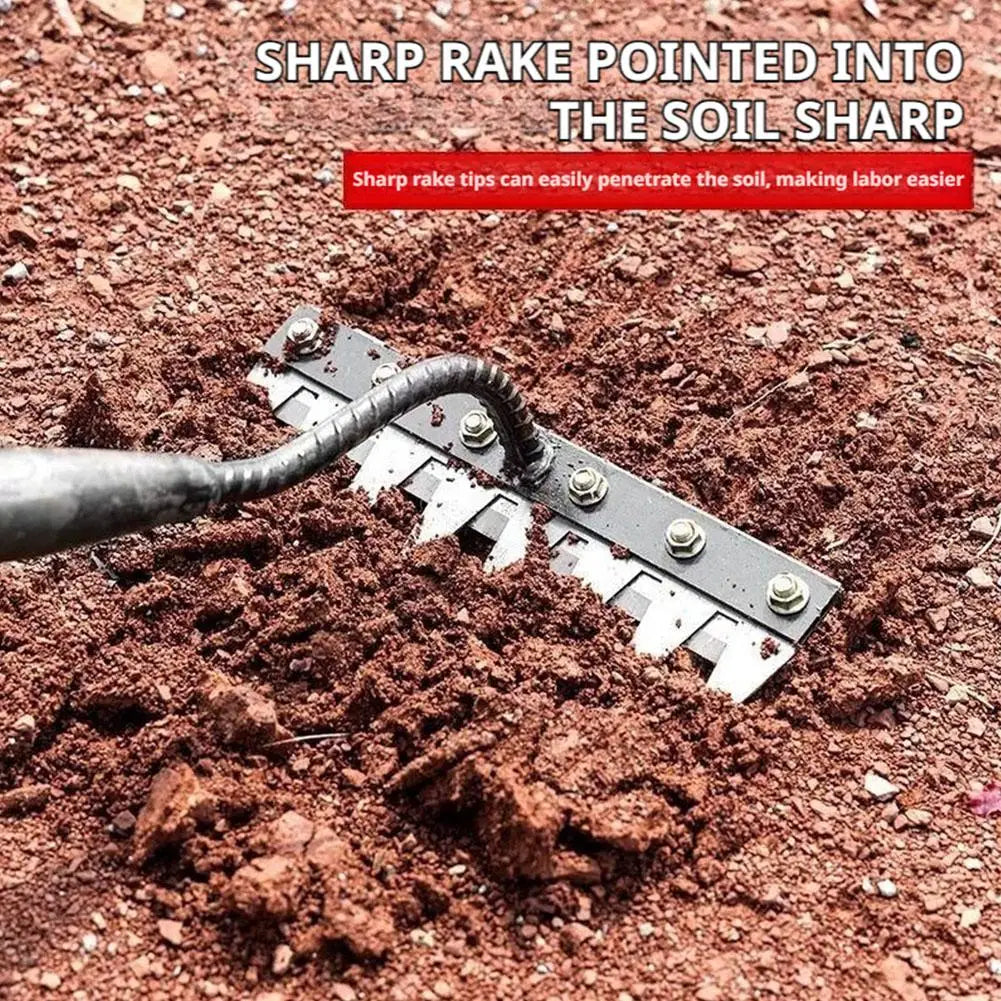 Carbon Steel Garden Weeding Rake – 5/6/7/8 Hampaanpoisto- ja rikkaruohonpoistotyökalu maatilalle, puutarhalle ja maisemointiin