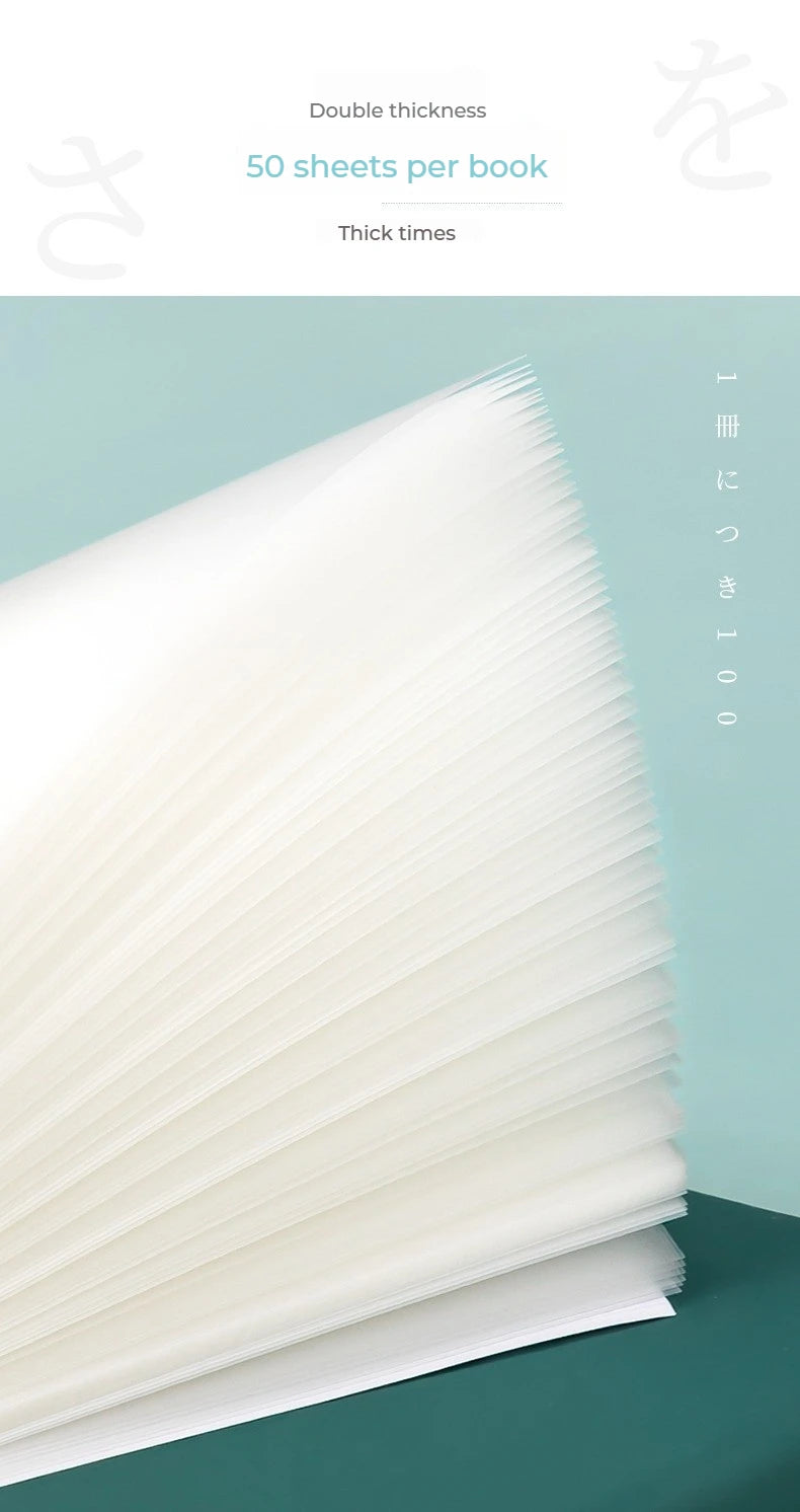 50 arkkia Läpinäkyvät tarravihkot – vedenpitävä viesti ja allekirjoitustarrat muistikirjoihin