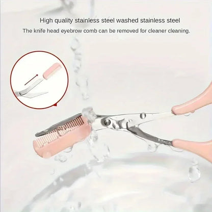 3-piece kulmakarvat trimmerisarja – ruostumattoman teräksen sakset, Comb & Shaver silmäripsiin ja aloittelijameikkiin, tarkkuuden poistotarvikkeet