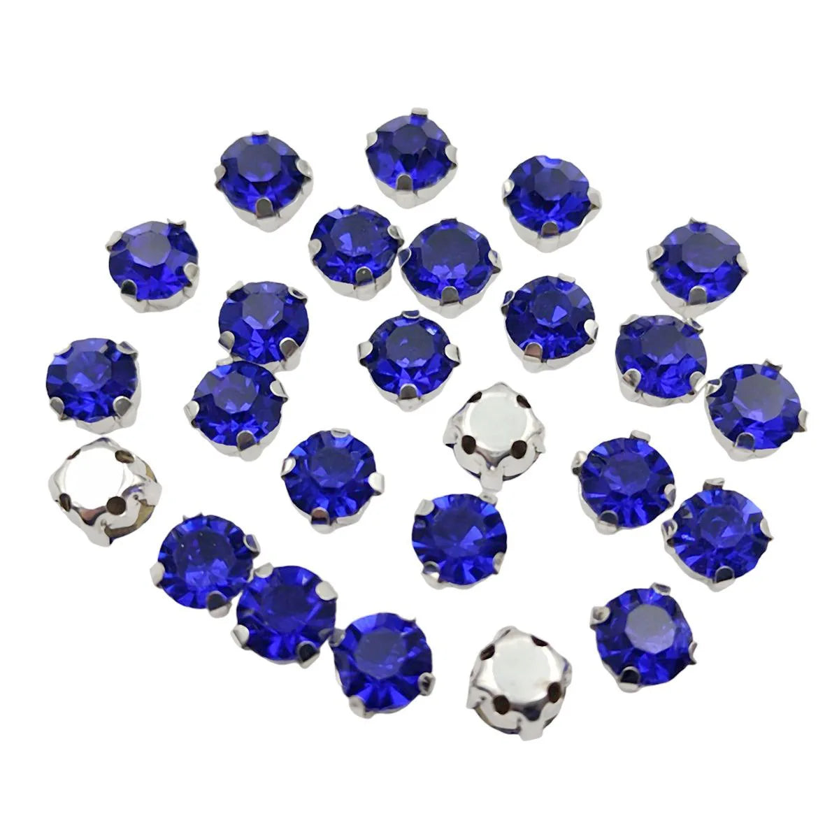 Runda glas Rhenstenar med claw – Silver bas Sy-On kristaller för kläder, skor och hantverk