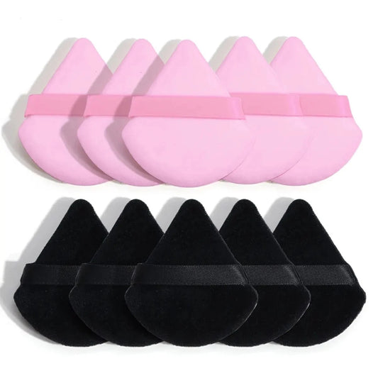 10-Piece Triangle Powder Puff Set – våta och torra kosmetiska Sponges för lös pulver & Foundation
