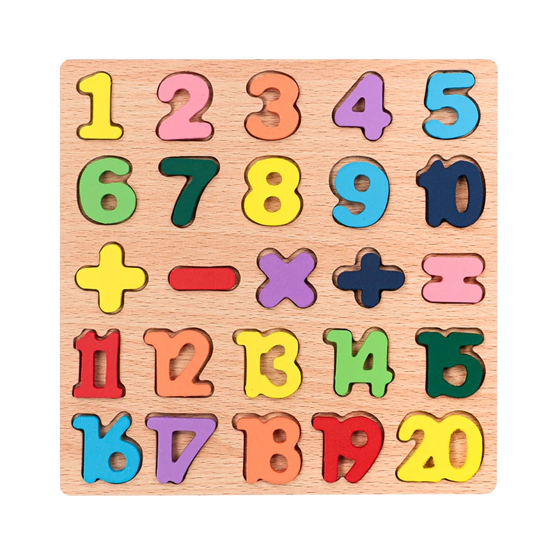 Lapset Alphabet & Number Wooden Puzzle – Montessorin esikoulun kasvatuslelu