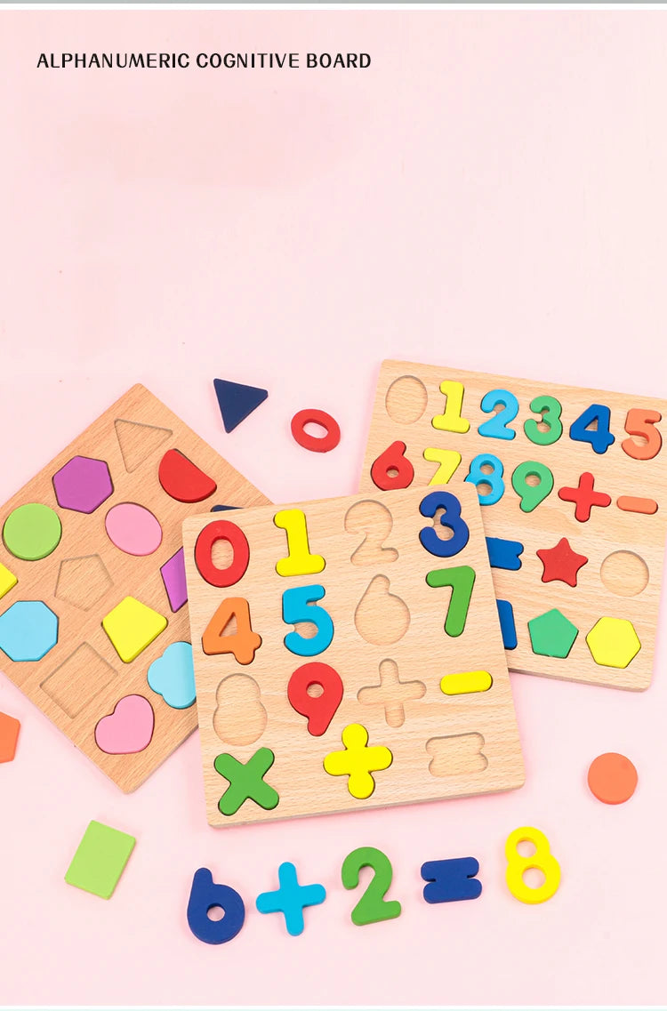 Lapset Alphabet & Number Wooden Puzzle – Montessorin esikoulun kasvatuslelu