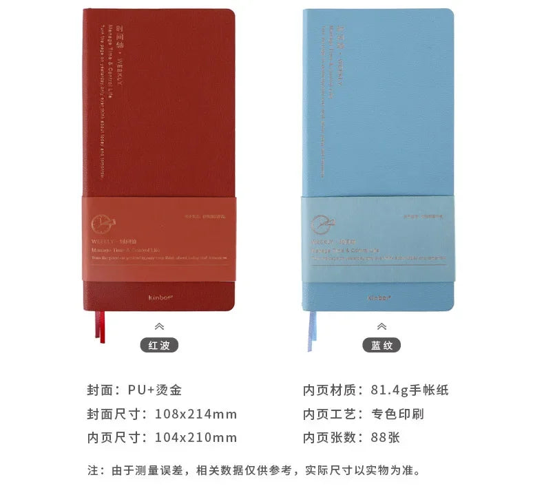 Kinbor Weekly Planner Notebook – Päivittäinen päivä- ja kuukausiohjelma Journa