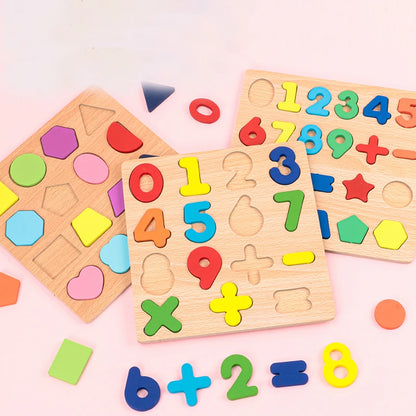 Lapset Alphabet & Number Wooden Puzzle – Montessorin esikoulun kasvatuslelu