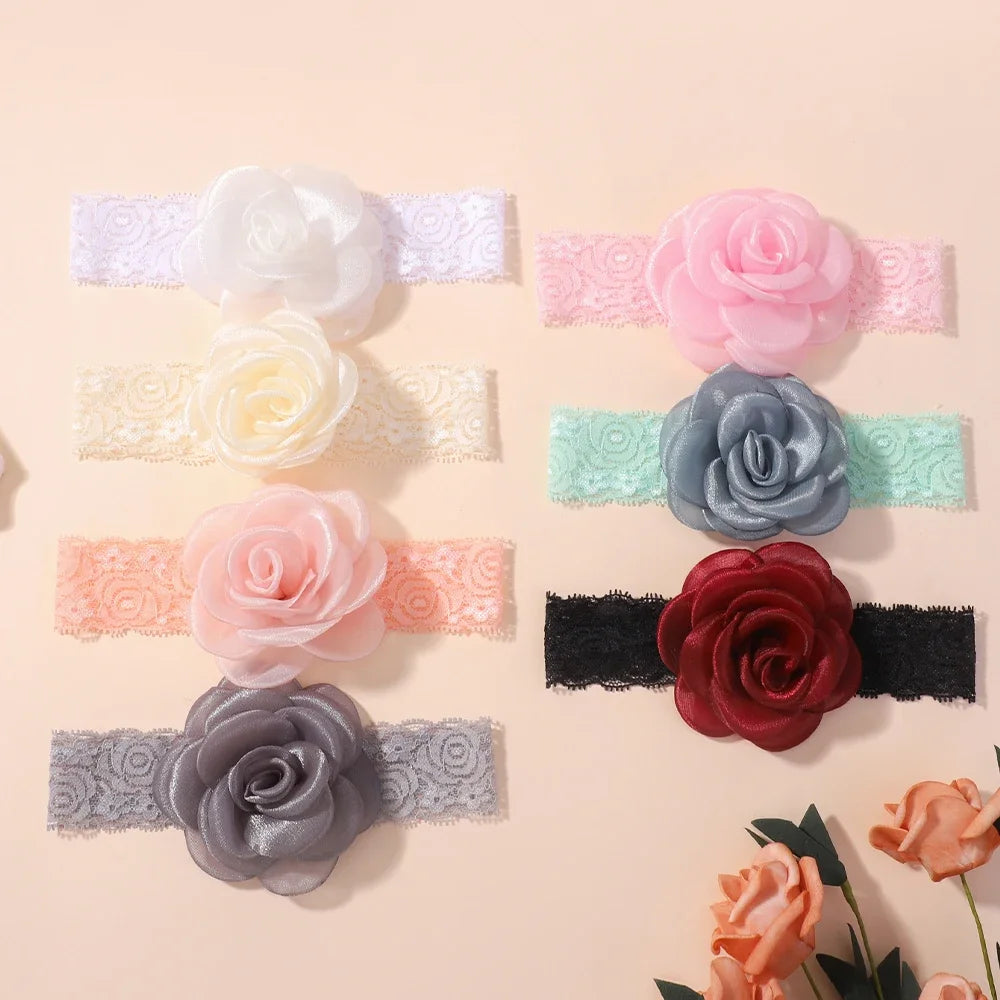 1Pc Baby Nylon Headscarf – Handmade Flower Headband for Newborn Girls, Toddler Elastic Hair Turban