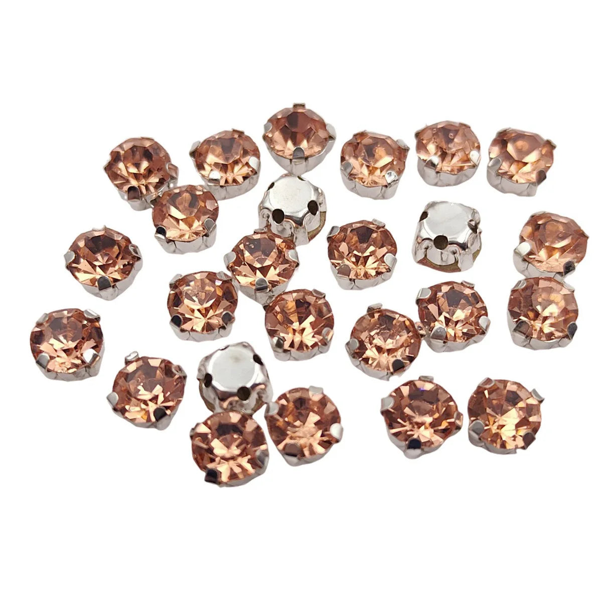 Runda glas Rhenstenar med claw – Silver bas Sy-On kristaller för kläder, skor och hantverk