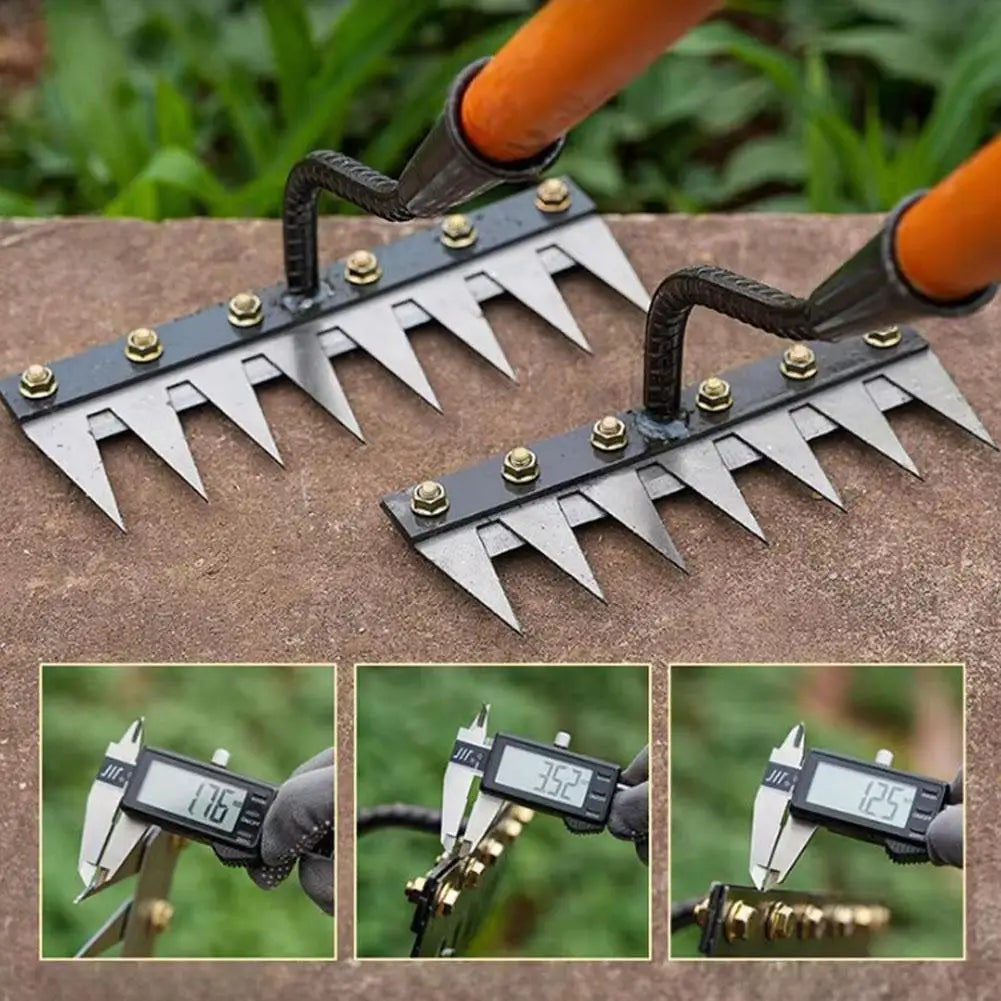Carbon Steel Garden Weeding Rake – 5/6/7/8 Hampaanpoisto- ja rikkaruohonpoistotyökalu maatilalle, puutarhalle ja maisemointiin