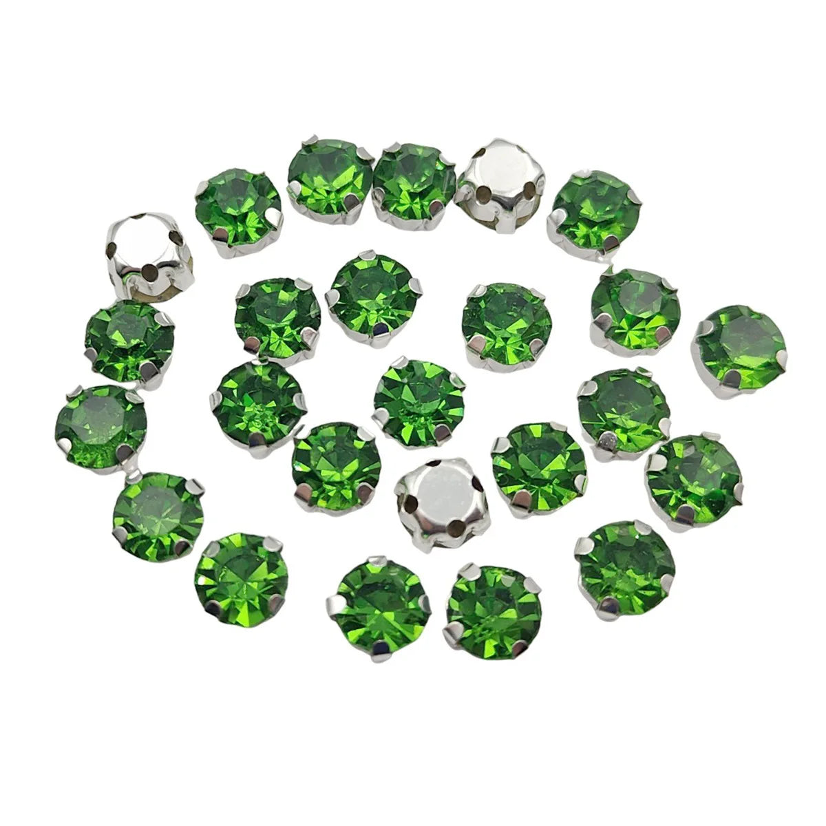 Runda glas Rhenstenar med claw – Silver bas Sy-On kristaller för kläder, skor och hantverk