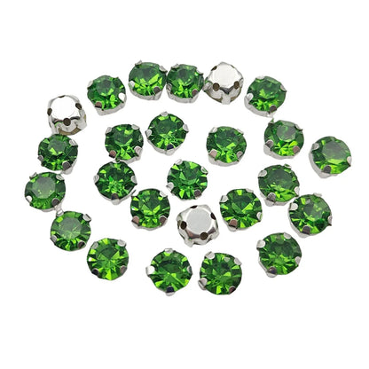 Runda glas Rhenstenar med claw – Silver bas Sy-On kristaller för kläder, skor och hantverk